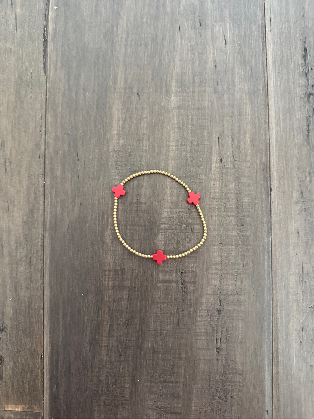Enewton Signature Cross 2 mm Bracelet - Gold/Red